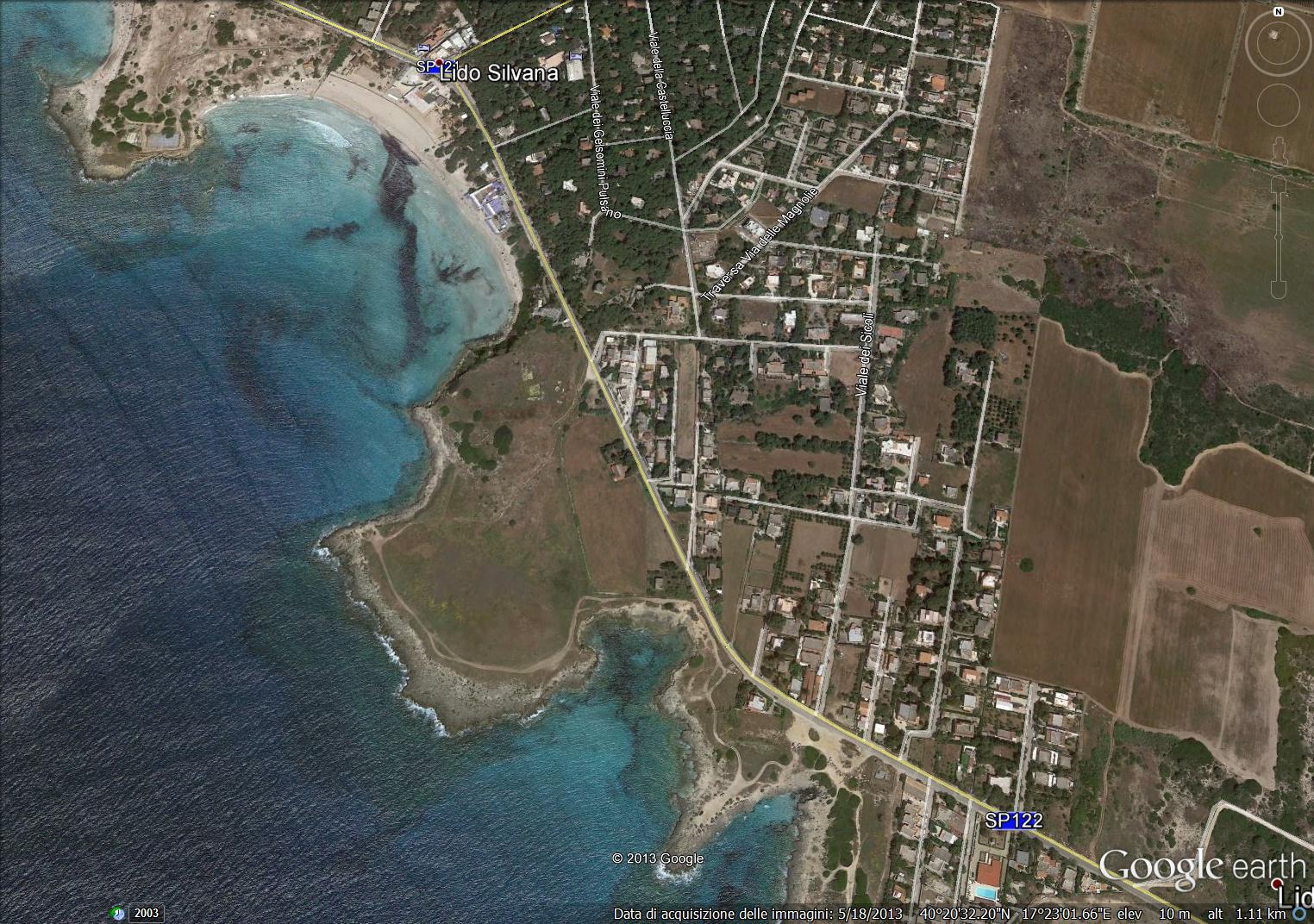 Il promontorio di Torre Castelluccia, foto satellitare